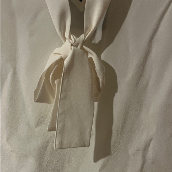 ST JOHN Ivory Tie-Neck Blouse women’s size 10 - Picture 3 of 6